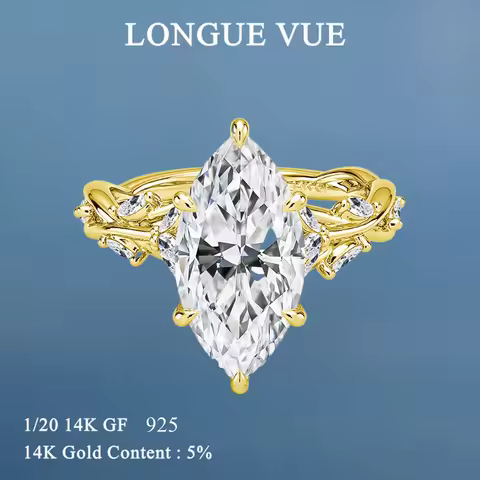 14k Gold Filled 3Carat Marquise Moissanite Engagement Rings for Women Twist Bridal Wedding Band Fine