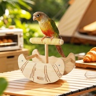 Wood Bird Perch Stand Wooden Rocking Bird Perch Interactive Natural for Parrots, Tabletop