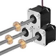 3 Pack Nema 17 Stepper Motor TR8x8 310mm with T8 Lead Screw 1.8‌°‌ 2 Phase High Torque 0.44Nm (62.31