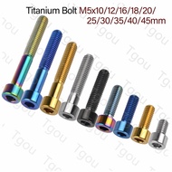 Tgou Titanium Bolt M5 x 10 12 16 18 20 23 25 30 35 40 45mm Allen Key Square Head Screw for Bicycle Stem Seatpost