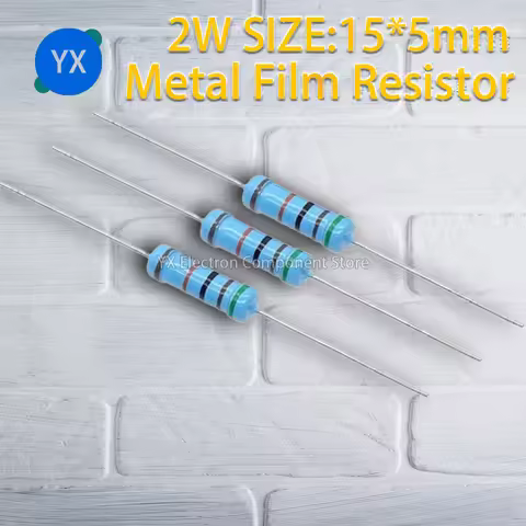 20PCS 2W metal film resistor 1% five-color ring power resistor 0.1R~1M 1R 4.7R 10R 47R 10R0 220R 470