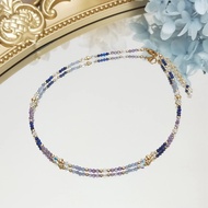 Lii Ji Amethyst Lapis Lazuli Tanzanite หินธรรมชาติ2มม. N 14K สายรัดข้อเท้า27 + 3ซม. เครื่องประดับทำมือสำหรับผู้หญิงหญิงสาว