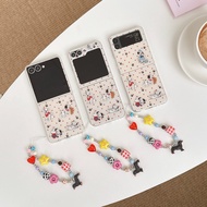 Back Cover For Samsung Galaxy Z Flip 7 6 5 4 3 Case Red Polka Dot Dog Dalmatian Bracelet Chain Hard 