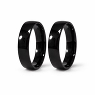 Glossy 6mm plain black titanium ring CC266