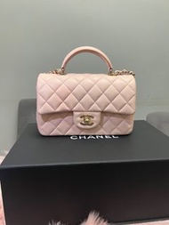 Chanel mini CF handle 迷你手把口蓋包 羊皮 金扣 Chanel Mini classic flap handle bag香奈兒手柄mini cf