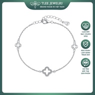 Lắc tay bạc nữ TLEE cỏ bốn lá tam hoa rỗng xinh xắn TLEE JEWELRY LT0339