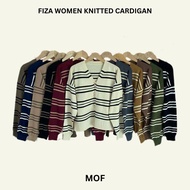 MOF FIZA Women Knitwear Long Sleeve Striped Button Cardigan Top Baju Belang Plus Size Wanita Clothin