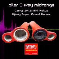 Pilar 3 Way Carry 1.0/1.5 Monting Midrange 3 inch + Tweeter Audio Mobil ( Kosongan )