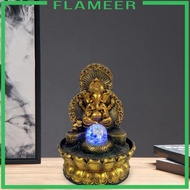 [Flameer] Indoor Tabletop Water Fountain Waterfall Handmade Feng Shui Ornament Humidifier LED Waterscape for Office Decor