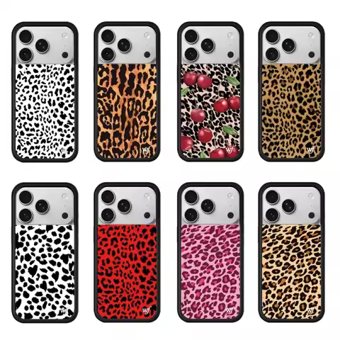 Wildflower Fashion 3D Cute cherry Leopard print Phone Case for iPhonbe 17 15 14 13 12 16 Pro Max 16 