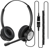 MKJ Telephone Headset with Microphone Noise Canceling, Wired Headphones for Call Center &amp; Office - Dual Ear Phone Headset with RJ9 Jack for Cisco 7861 7942G 7945G 7960 7961G 7962G 8841 8861 9951 9971