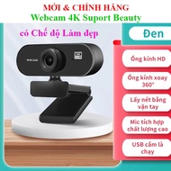 Webcam 2160P Plug and Play with Microphone, Beauty Mode for PC Laptop Video Calling, Livestreaming, 