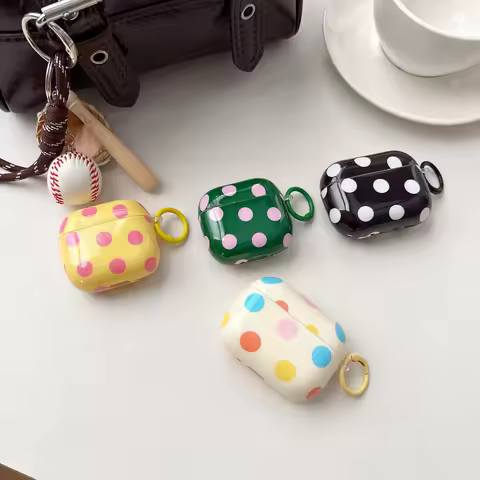Fashion Polka Dots Glossy Earpods Case for Apple Airpods 1 2 3 4 Pro 2 Wireless Earphone Cover Charg