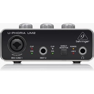 BEHRINGER U-PHORIA UM2 USB Audio Interface - 2x2 Recording Sound Card with XENYX Mic Preamp