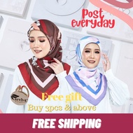 Tudung Fareha FALOVE SATIN, tudung bawal awning on point, bidang 45, setiap pembelian ada Free gift