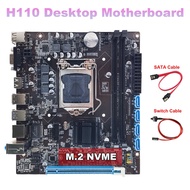 H110 Motherboard+SATA Cable+Switch Cable LGA1151 M.2 NVME Support 2XDDR4 for 6/7/8Th 14Nm CPU Computer Motherboard