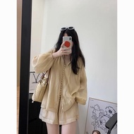 Fat mm Fashion Suit Women 1.0-150kg Large Size Loose Niche Sunscreen Clothing Thin Jacket+Shorts Two