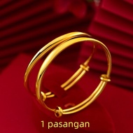DAFILY Jewellery 1 Pasangan Gelang Emas 916 Original Lelong Gelang Kaki Perempuan Gelang Tangan Perempuan Viral Murah Gold 916 Original Malaysia Bracelet for Women Korea Bangle Emas Bangkok Original Cop 916 Rantai Tangan Emas Gelang Tangan Lelaki