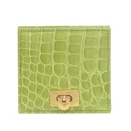成色極佳 KWANPEN 鱷魚紋綠色硬幣盒，黃綠色，0346 [二手]