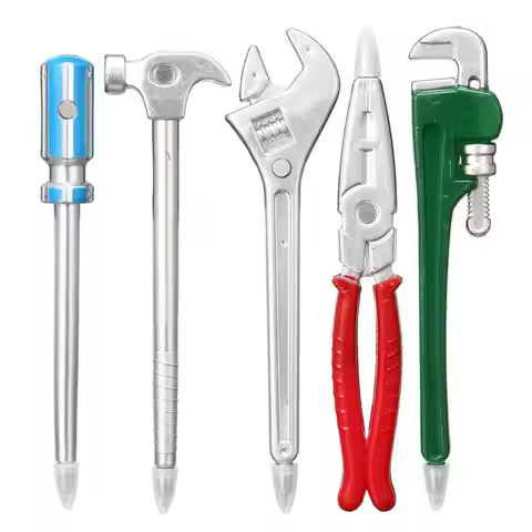 5pcs Hardware Pen ballpoint 0.5mm Wrenches Hammers Pliers Screwdrivers Black color ink pens Novelty 