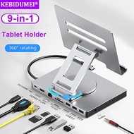 9-in-1 Usb C Hub Tablet Holder Docking Station 4k60hz Hdmi 1000mbps Ethernet Usb3.0 5gbps Data Trans