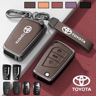 Genuine Leather Zinc Alloy 3D Car Key Case Cover For Toyota Fortuner Hilux Revo Innova Zenix Camry A