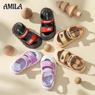 AMILA รองเท้าแตะเด็กผู้หญิงเด็กผู้ชายเด็กกันลื่นด้านล่างนุ่มรองเท้าแตะเด็กลายการ์ตูนใช้ในบ้านห้องน้ำ