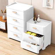 S-Airice Drawer Storage Bedside Table Plastic Cabinet With Wheels Wardrobe Multi-Function