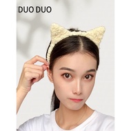 Influencer Same Style Cat Ears Eye-catching Headband Cute Plush Face Wash Hairpin Super Cute Sweet A