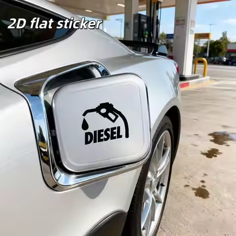 x2 Flat Dotted Line Diesel Injector Outline Fuel Tank Cap Vinyl Sticker Car Window Bumper Refuel Mar