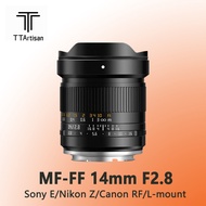 TTartisan 14mm F2.8 Full-Frame 114° Ultra-Wide Angle Manual Focus Lens for Sony E, Canon RF, and Nik