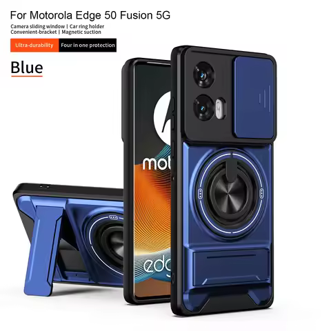 Armor Shockproof Phone Case For Moto Edge 50 Fusion G96 5G Sliding Camera Cap Built-in Magnet Ring K