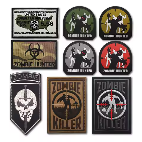 Zombie 3D PVC Hunter morale chapter creative embroidery patch Hook Loop armband outdoor DIY backpack