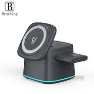 15W Magnetic Wireless Charger Stand For Phone 14 Pro Max 3 in 1 Fast Charging Dock Station For Watch