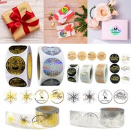 500Pcs/Roll Christmas Sticker Santa Claus Gold Foil Thank You Label Decor DIY Handmade Gift Box Package Sealing Stickers