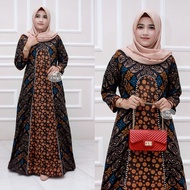 gamis batik wanita kombinasi terbaru- gamis batik murah- gamis batik - songket biru jumbo ld120