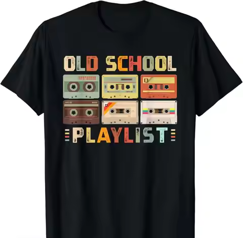 Cassette Tape Music 80s Retro Old School Playlist T-shirt Summer Casual Tshirt Fashion Fitness Tops