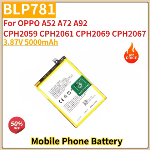 High Quality BLP781 Phone Battery 3.87V 5000mAh For OPPO A52 /A72/ A92/ A92 2020/ CPH2069 CPH2067 CP