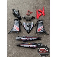 MALIBU COVERSET YAMAHA LC LC135 V2 EXCITER R RM7 BLACK RED HITAM MERAH BODYSET SIAP TANAM VELOZI WIT