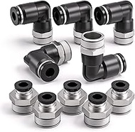 Bwintech 10 x 10 mm pipe to 3/8 inch BSP male thread, straight and 90 degree angle, pneumatic plug-i