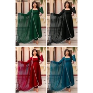 Shree Rns Fashion's Refined Georgette Gown and Dupatta Set with Intricate Lace Border