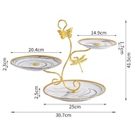 Modemfashin ชั้นวางเค้ก ชั้นวางขนม ชั้นวางของจัดเลี้ยง เซรามิคขอบทอง สไตล์ยุโรป 3ชั้น