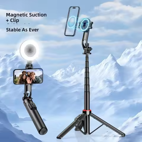 Magnetic Bracket Bluetooth Selfie Stick with Bluetooth Shutter Tripod Portable Floor Standing Live S