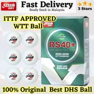 DHS RS40+ 3-Star WTT 2025-2028 World Tour Official Table Tennis Ball ITTF Approved Ping Pong Bola