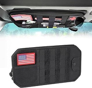 Car Sun Visor Organizer with MOLLE Panel and Zipper Storage Pouch Hard PE Board Prevents Sagging Tac