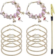 Exway 10 Pcs Snake Charm Bracelet Chain 7.0 Inch Gold Chain Bracelet Kit with Lobster Clasps for Cra