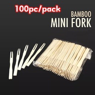 Bamboo Mini Fork 9cm Siomai, Takoyaki, Cocktail, Fruitpick, Pica-pica, Fishball 100pcs