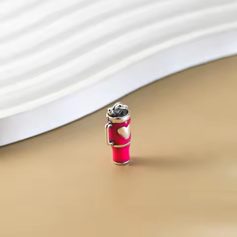 DJ487 sterling silver S925 James Avery pink heart-shaped water bottle pendant