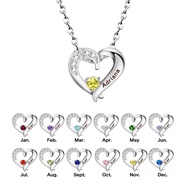 Personalized Name Necklace For Woman Custom Birthstone Heart Necklace For Bff Gift Necklace For Wife