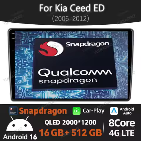 Android 16 Car Radio For Kia Ceed ED 2006 - 2012 Qualcomm 4G WIFI BT Head Unit QLED Multimedia Video